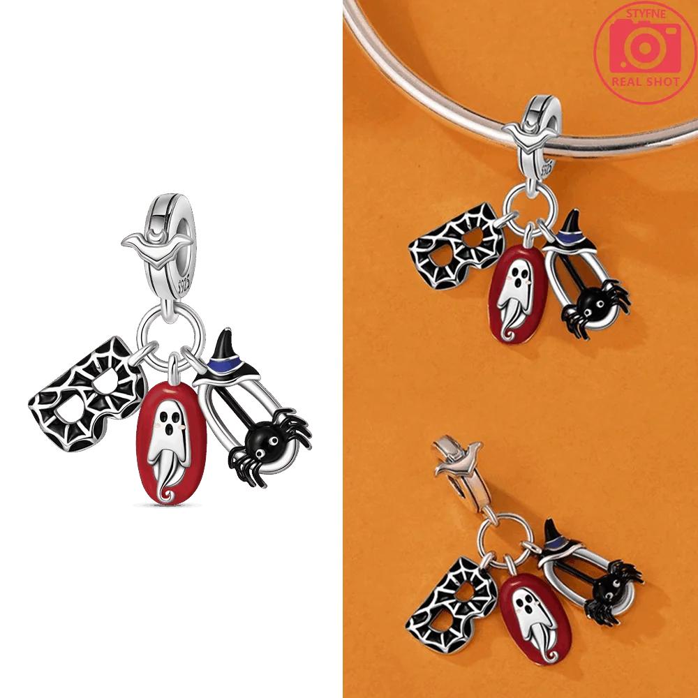 Luminous Pumpkin Pendant Original Copper House Skeleton Head Ghost Purple Magic Hat Beads Fit Bracelet Women Jewelry Gift