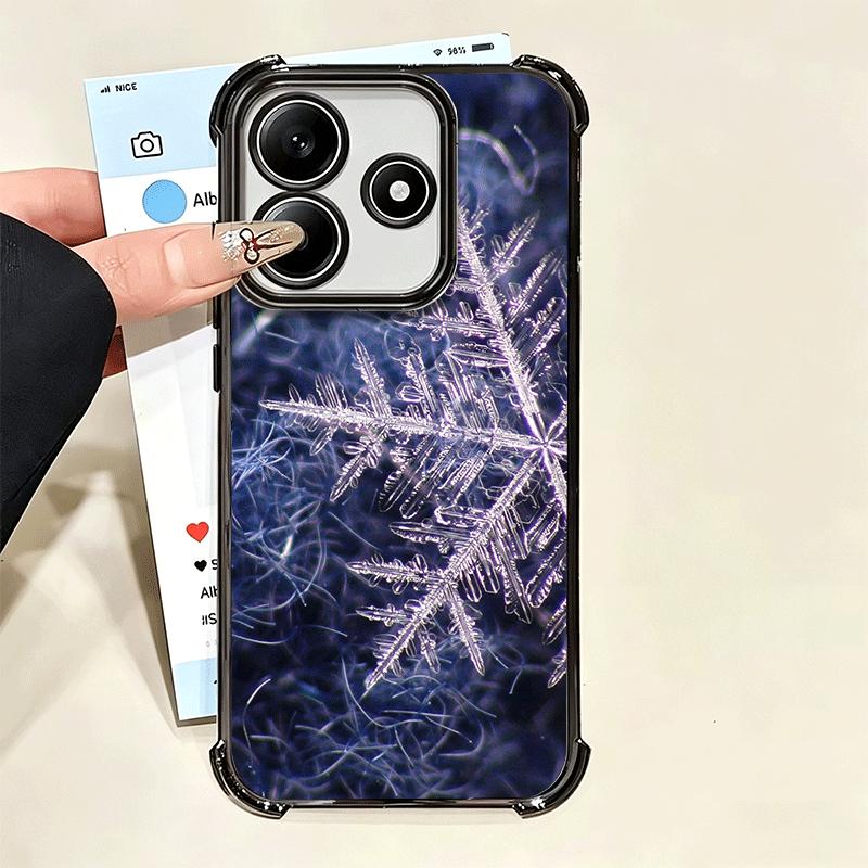 Snow Snowflake Winter Cold Plating Phone Case For Xiaomi Poco X5 X6 X7 X8 Pro Max F8 Ultra F7 M8 M7 M5S Redmi 15C 15 14C 13C 13