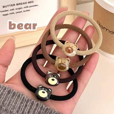 Elástico de Cabelo Fofo de Urso Cor de Café - Alta Elasticidade, Elástico de Cabelo Durável para Estudantes e Amigos