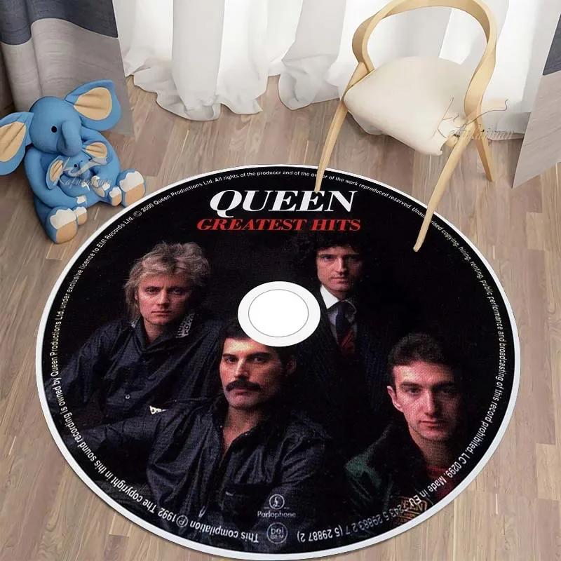 

Music CD Rug Vintager Queen Round Mat Circle Carpet Guitar Music Bath Mat Note Rock Mat Home Decoration Kitchen for Living Room 60cm x 60cm