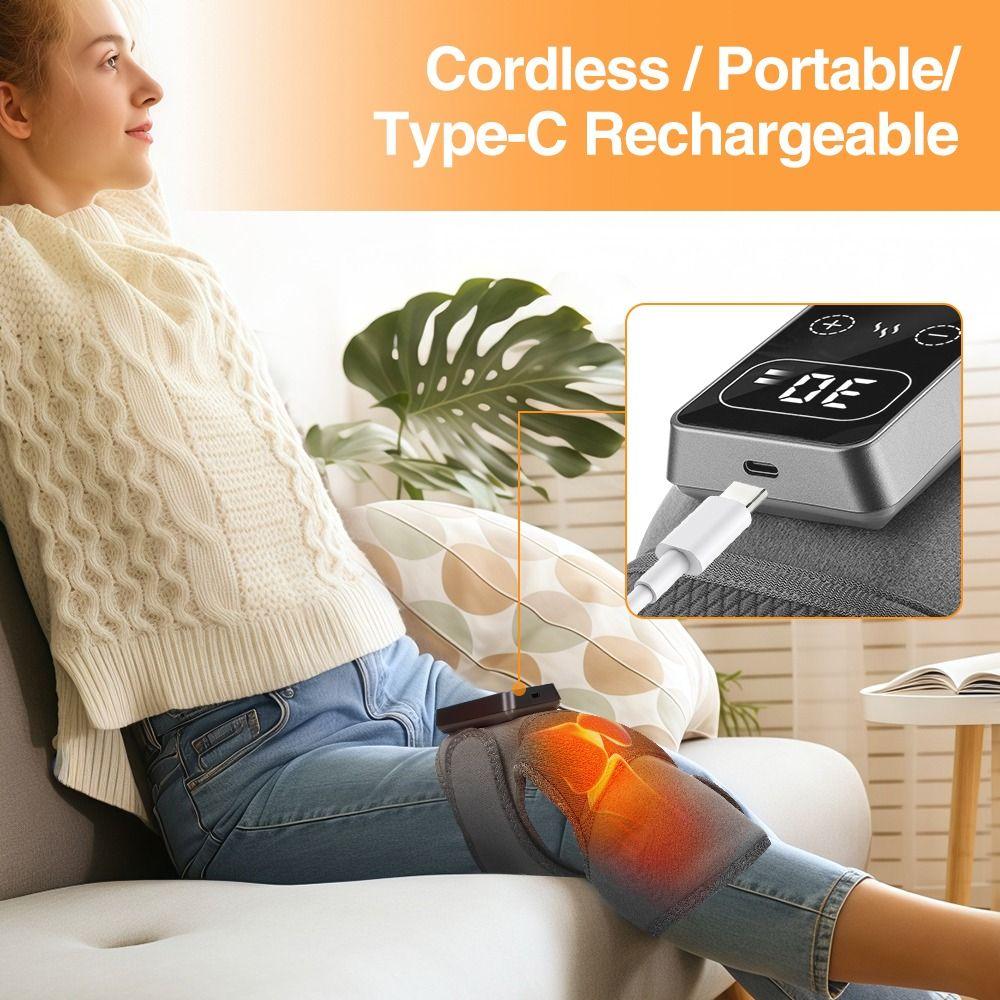 Multifunction Heat Knee Massage Brace Rechargeable Knee Joint Massager  Improve Bood Circulation