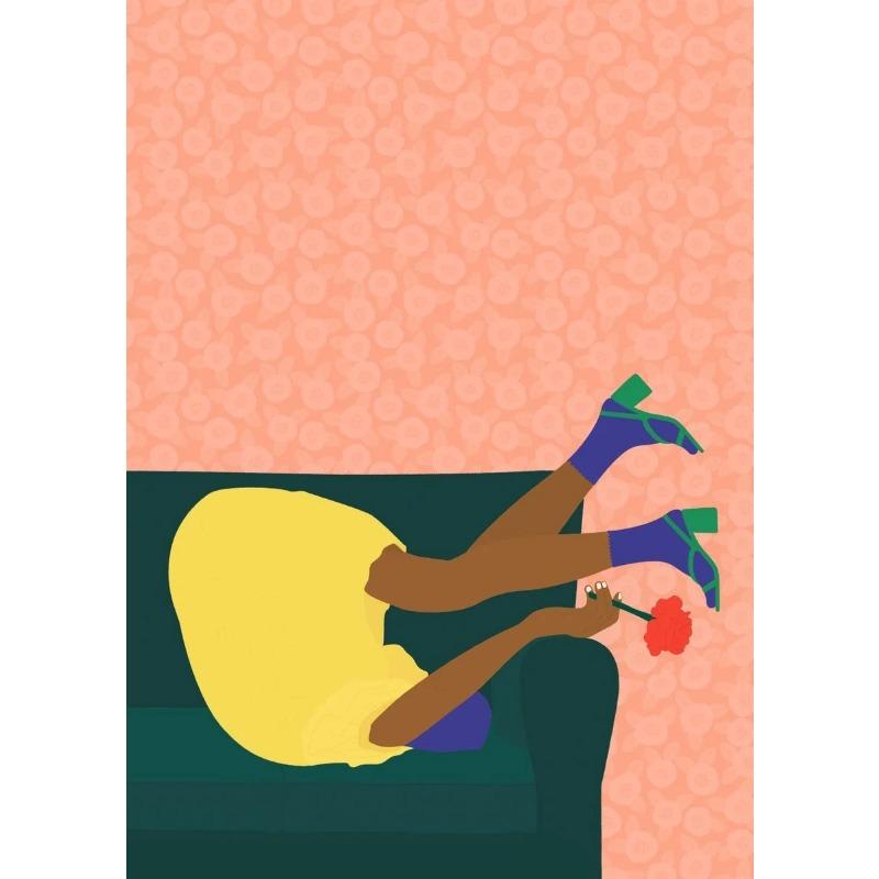 

Nordic Woman Maddies Mood Sofa Pony Jump Смешные постеры Печать на холсте Абстракция Повседневная жизнь Настенное искусство Декор для дома 21cm×30cm NoFrame