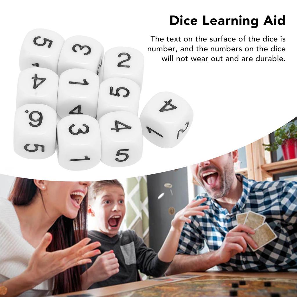 20PCS 6 Sided Number Dice Plastic 16mm Round Corner Polyhedral Dice Set for Numeral Teaching Board Games