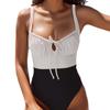 Damen Badeanzug Einteiliger Hoher Taillen-Kordelzug Sexy Bikini Badeanzug für Frauen Strandmode Badeanzüge