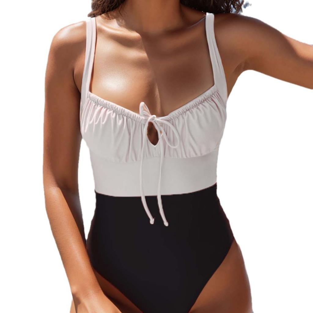 Damen Badeanzug Einteiliger Hoher Taillen-Kordelzug Sexy Bikini Badeanzug für Frauen Strandmode Badeanzüge