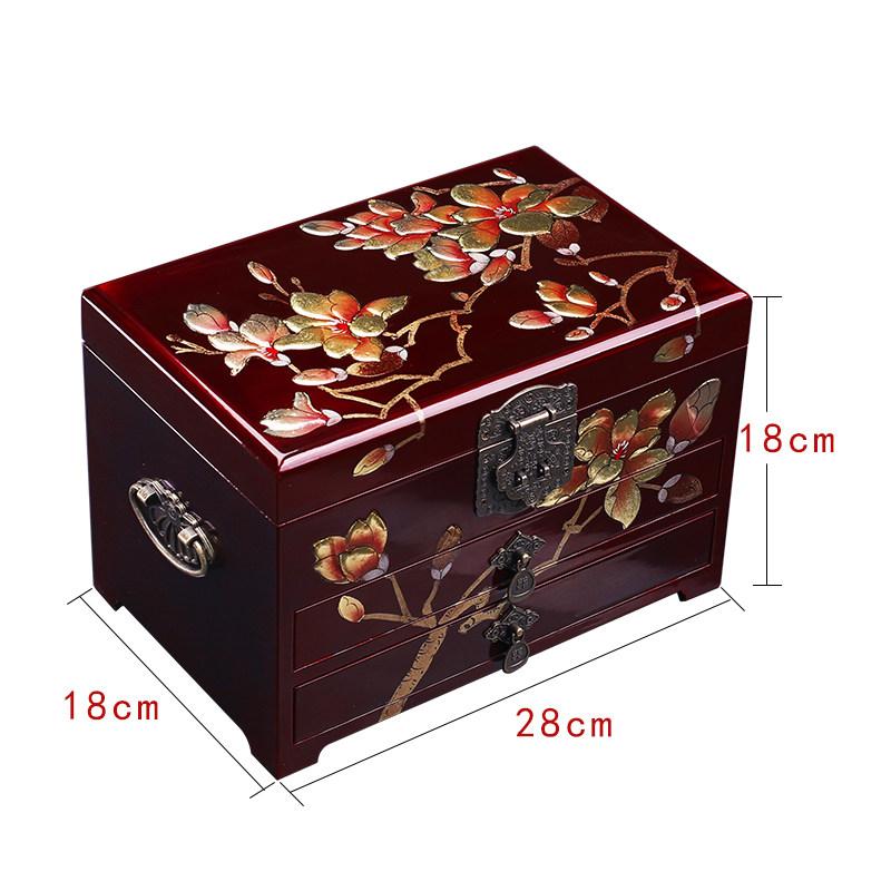 Elegant Large Capacity Jewelry Box Vintage Makeup Case Chinese Wedding Gift Hand Painted Lacquer