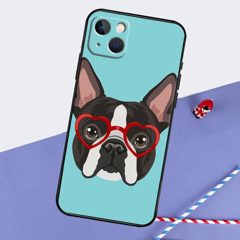 Boston Terrier Dog Phone Case For iPhone 16 Pro Max 12 13 Mini 11 14 15 Pro Max XR 15 16 Plus 16e Back Cover