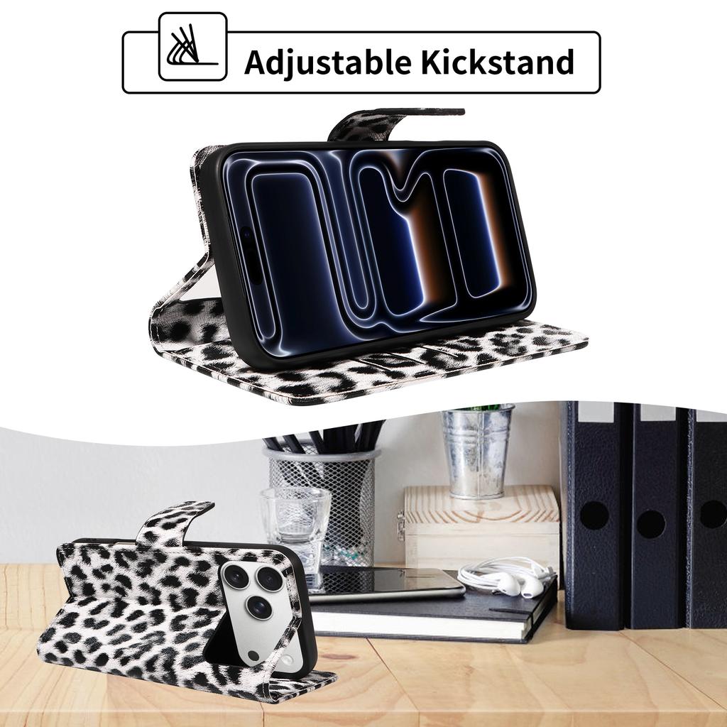 Leopard Print Leather Phone Case for IPhone 17 16 15 14 13 12 11 Pro Max Plus Mini 7 8 Plus Shockproof & Scratch-Resistant Cover