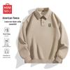 MINISO Men's American Style Fleece-Lined Collared Pullover Sweatshirt