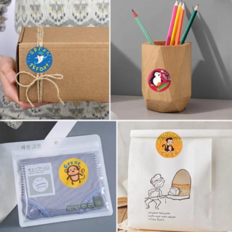 1Roll Cute animal stickers, wholesale stickers, non drying stickers, handmade decorative stickers, gift packaging stickers