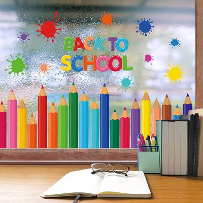 9 Sheets/set, Pencil Window Stickers, Adhesive Film, Double-sided Window Stickers, Colored Pencil Window Stickers, Welcome Back To School
