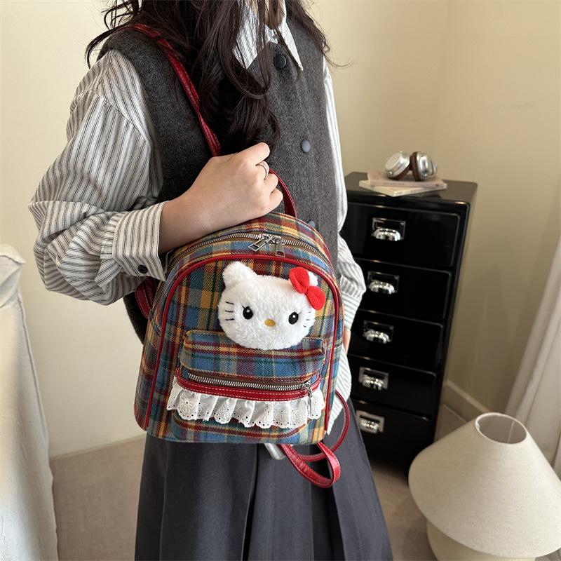 Fashion Leopard Print Boys And Girls Backpack Kindergarten Baby Small Schoolbag Cute Plush Cat Children'S Backpack