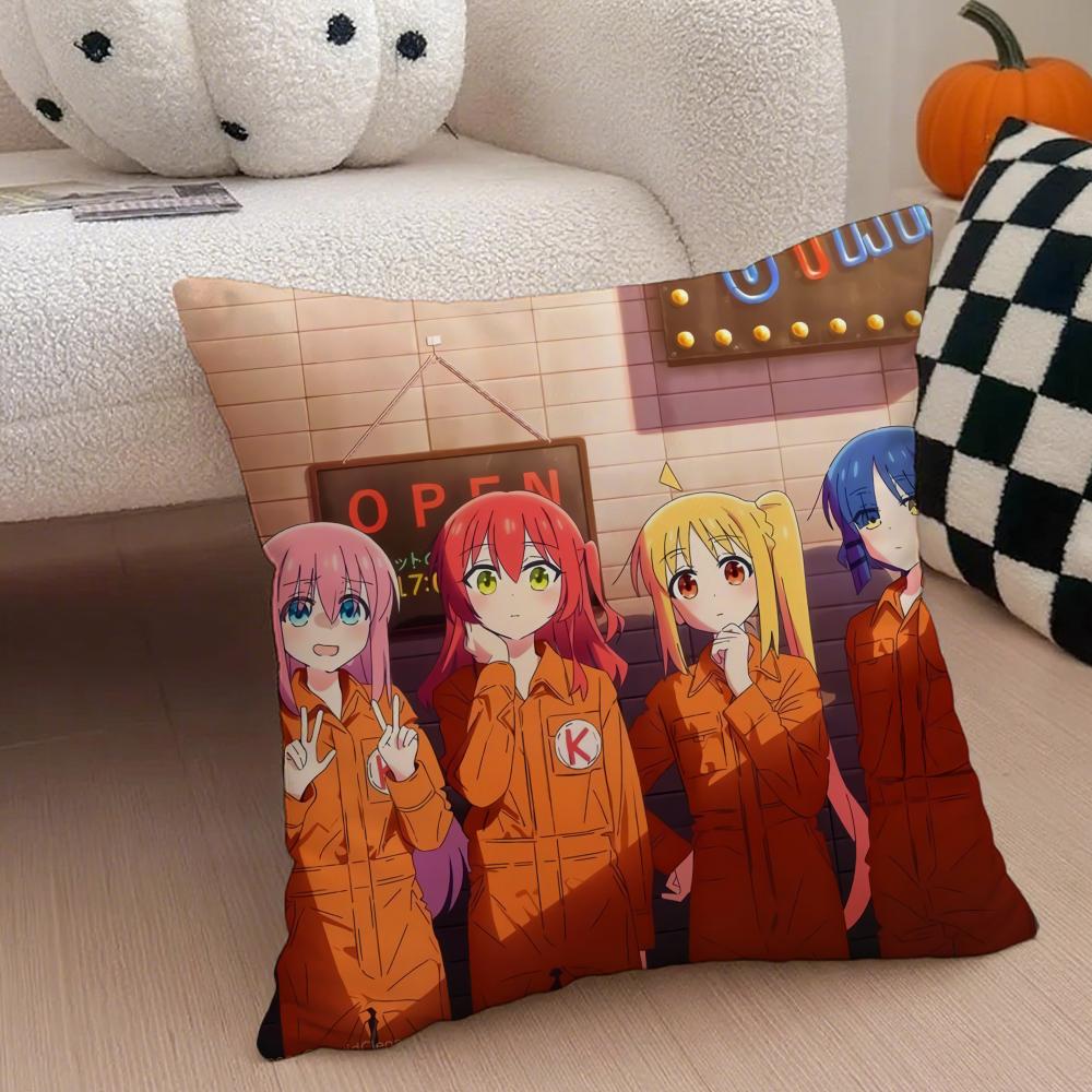Shy Cute Japanese Anime BBocchi The Rock Cushion Cover Throw Pillow Cover Hidden Button Durable Polyester Chair Cushion