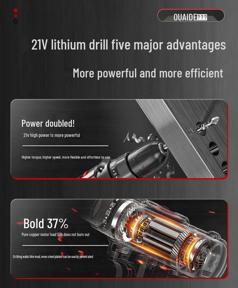 Oulade Multifunctional Lithium Hand Drill Set - Rechargeable Electric Screwdriver