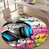 1PC Music Headphones Office Round Area Rug, Indoor Mat Suitable ForOffice, Under Office Chairs Bedroom Living Room Home Decor, Room Deco G093