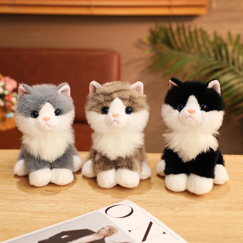 Cute Simulated Sitting Kitten Doll Plush Toy White Cat Cow Cat Doll Girl Rag Doll