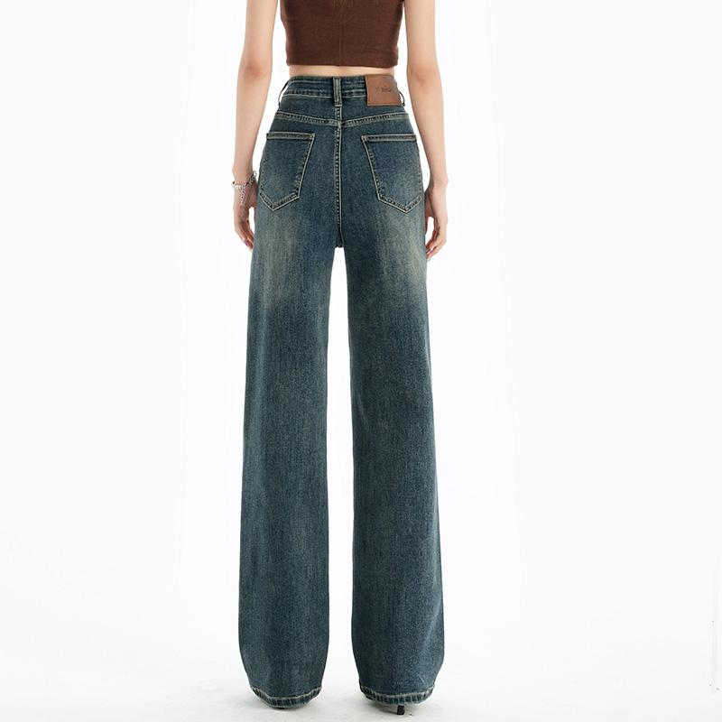 Four season jeans, high waisted straight leg pants, women's denim cropped pants, casual commuting