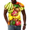 Summer Round Neck 3D Fun Fruit Pattern Print Top Fashionable Casual Short Sleeved Men's T-shirts