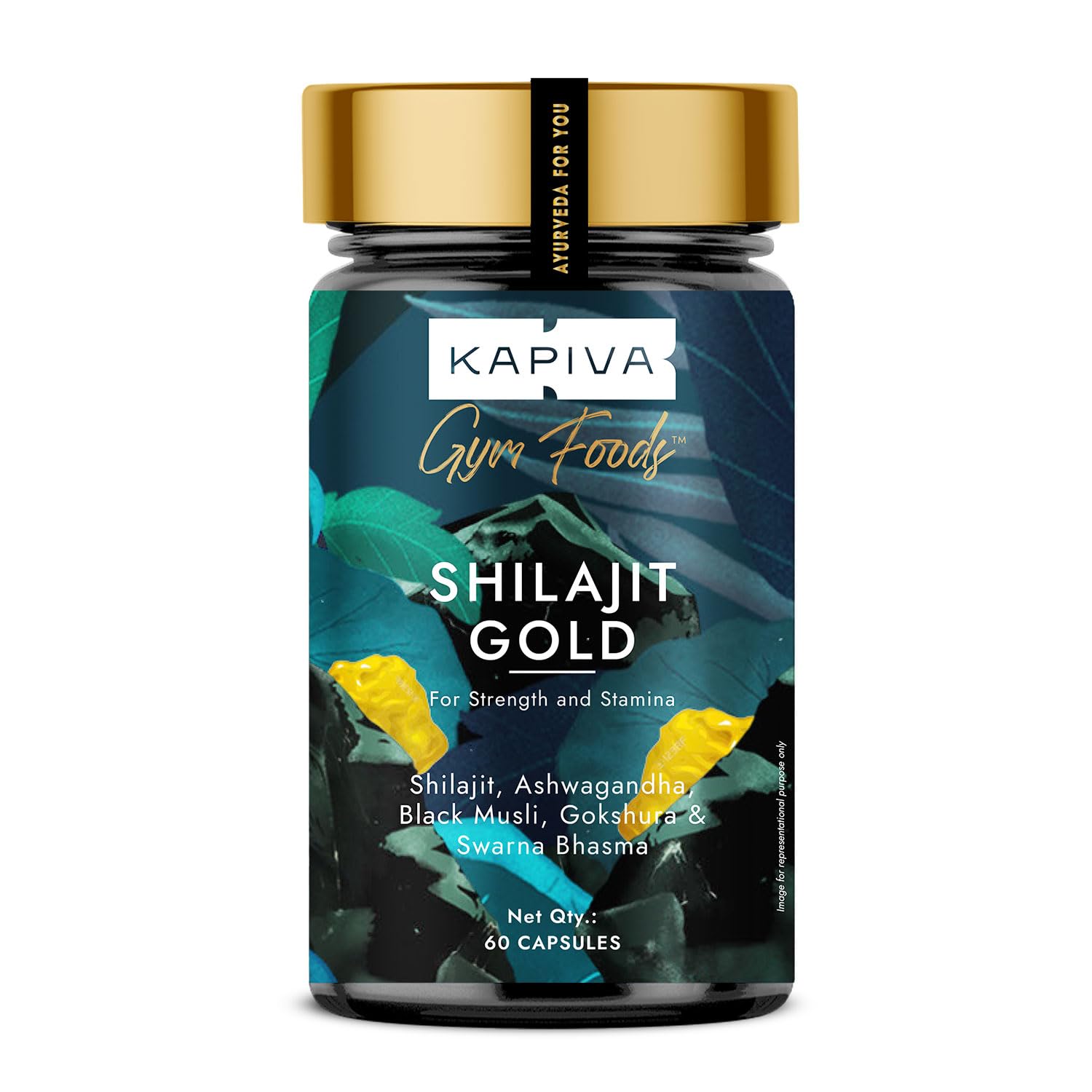 

Kapiva Shilajit Gold 60 Capsules With 24 Carat Gold For Stamina Energy Muscle Growth Ayurvedic