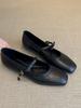 Sheepskin Version~ Leather Bow French Word Belt Mary Jane Shoes Women's Retro Flat Ballet Single Shoes Evening Shoes