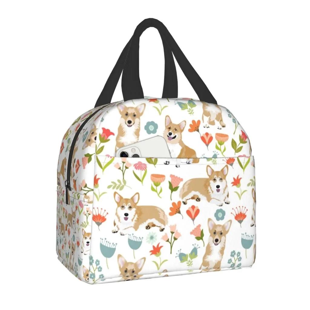 Roztomilé veselé Corgi přenosné krabičky na oběd Vodotěsná termotaška chladicí Izolovaná taška na oběd s motivem velšského Corgi pro ženy do školy do práce