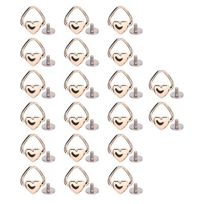 20 Set Heart Shaped Rivet Alloy Metallic Stylish Stud Set for Leather Belts Bags Backpacks