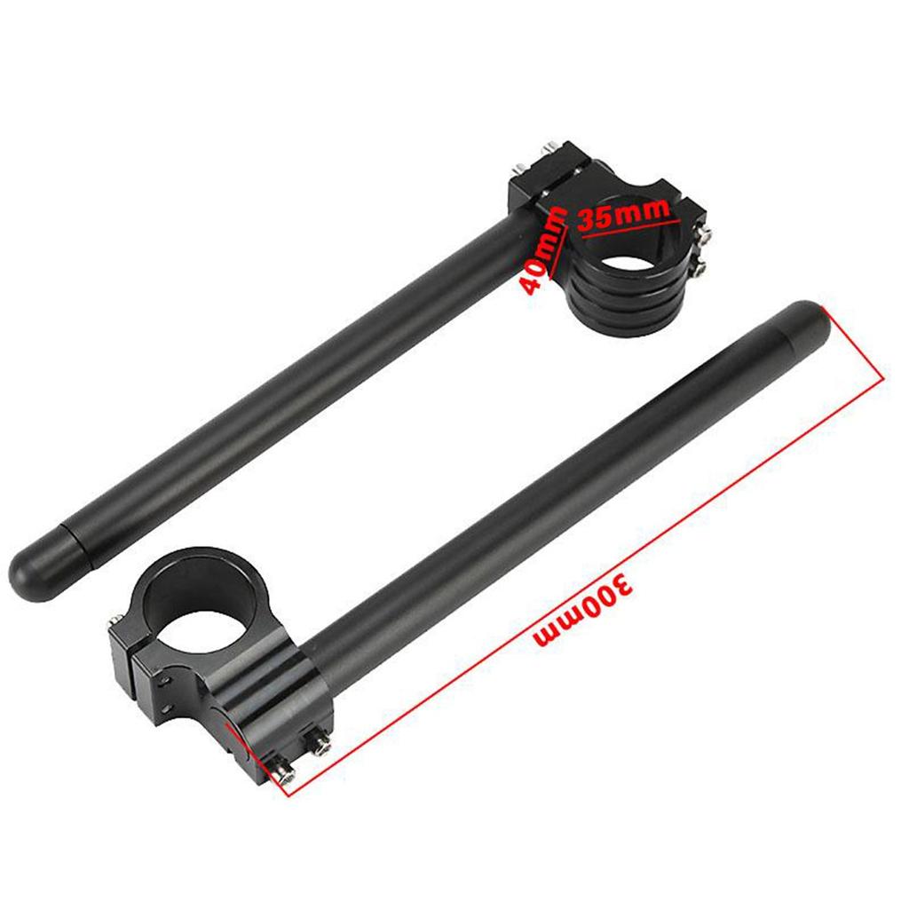 HANSWD Fork Clip-On Handlebars with CNC Risers for 1969-1982 Honda, Suzuki, and Yamaha (35mm Regular Handlebars)