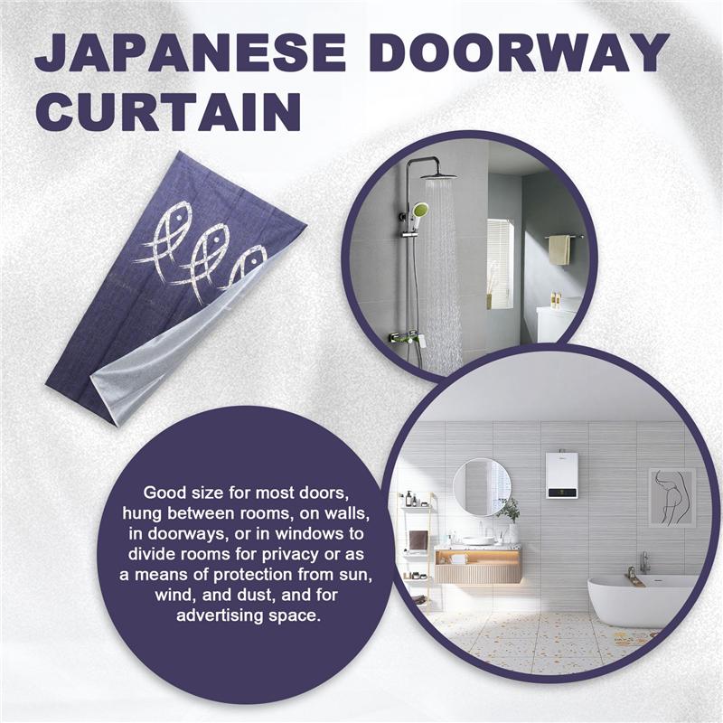 

ABGR-Japanese Noren Doorway Curtain Ancient Character Fish Tapestry For Home Decoration Blue 33X59inch синий