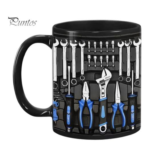 Handmade Ceramic Cup Mechanic Tool Box Coffee Mug 350ml Tea Wrench Fade Resistant Screwdriver Hammer Unique Gift for Engineers DIY Enthusiasts