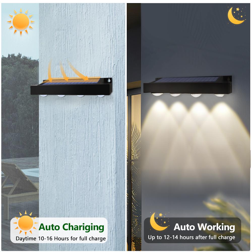 Outdoor LED Solar Wall Sign Light Garden Landscape Light 4/6/8 LED Waterproof Bright Solar Address Lights Waterproof Yard Street