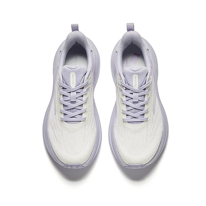 Anta Thick Sole Comfortable Versatile Height Increasing Breathable Low Top Casual Running Shoes Women sneaker Light-Purple Gray 922435510-2
