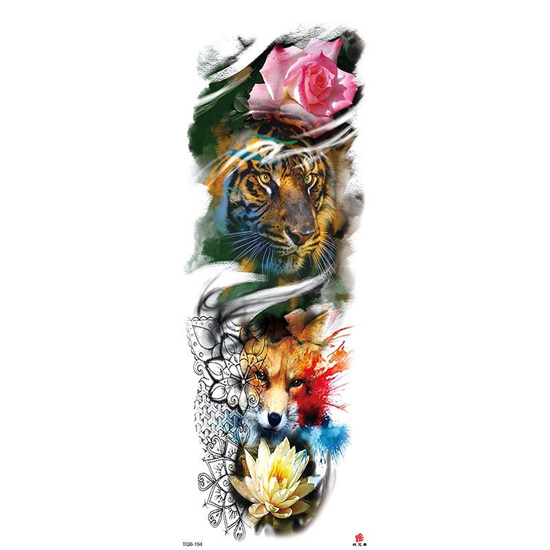 Waterdichte tattoo stickers voor de hele arm: Jezus, Maagd Maria, Kroon, Leeuw-ontwerp
