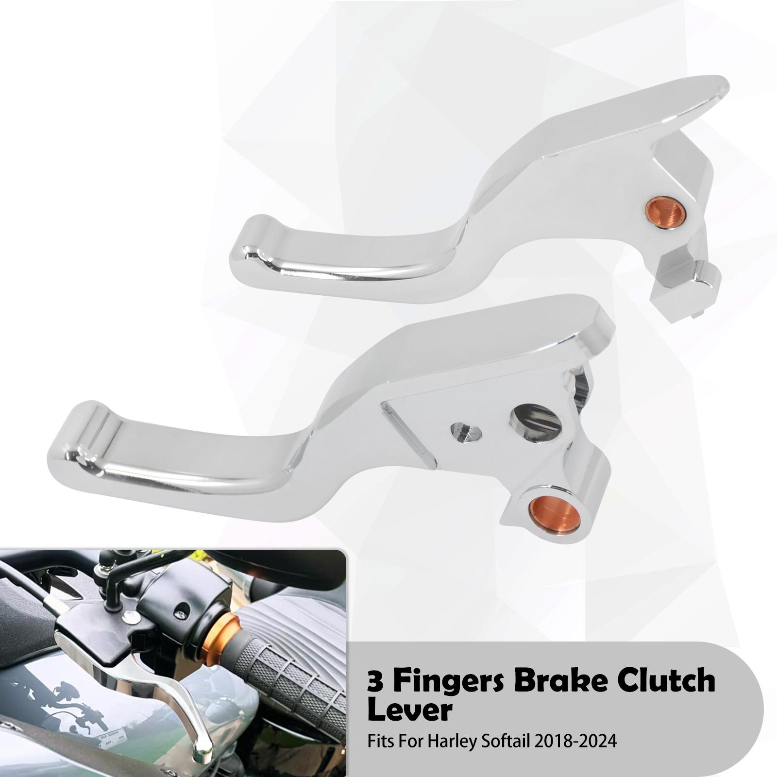 

Motorcycle Brake Clutch Levers 3 Fingers Short Levers For Harley Softail Breakout Fat Boy Heritage Deluxe Low Rider FXBB 2018-24 Chrome Brake Clutch