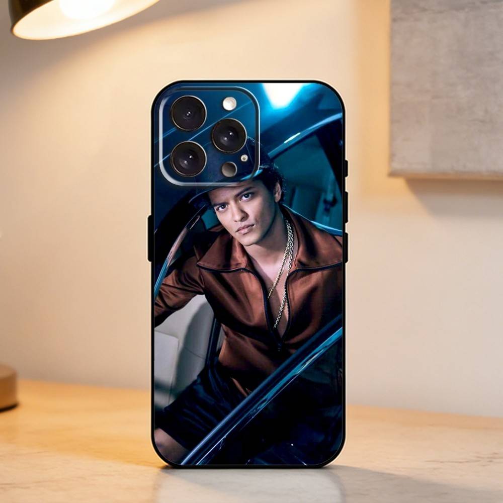 V-Vintage Pop S-Singer B-Bruno Mars    Phone Case For iPhone 17,16,15,14,13,12,11 Plus,Pro Max,XS,Soft Silicone Black Cover