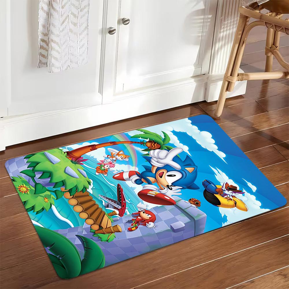 Sonic The Hedgehog Adventure Poster Decoration,Carpet,Living Room,Bedroom, Non-slip,Square rug
