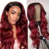 Front Lace Wig Burgundy Long Curly Hair Female European American Big Wave