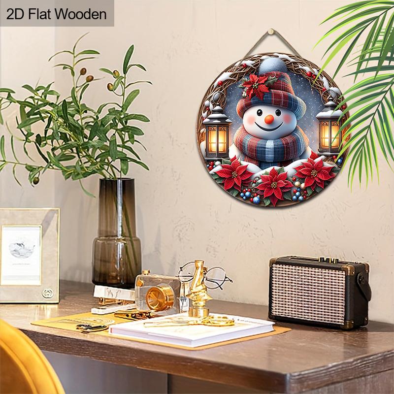 Wooden Christmas Sign with Adorable Snowman Pattern - Navidad Sign for Front Door, Wall Hanging Decor - Ideal Christmas Decoration