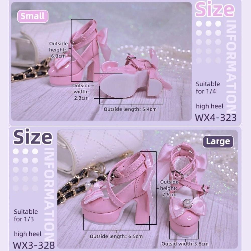 1 Pair 1/3&1/4 BJD Doll's Shoes Pearl Dress Up Doll Shoes Bowknot High Heels  1/3&1/4 BJD Dolls