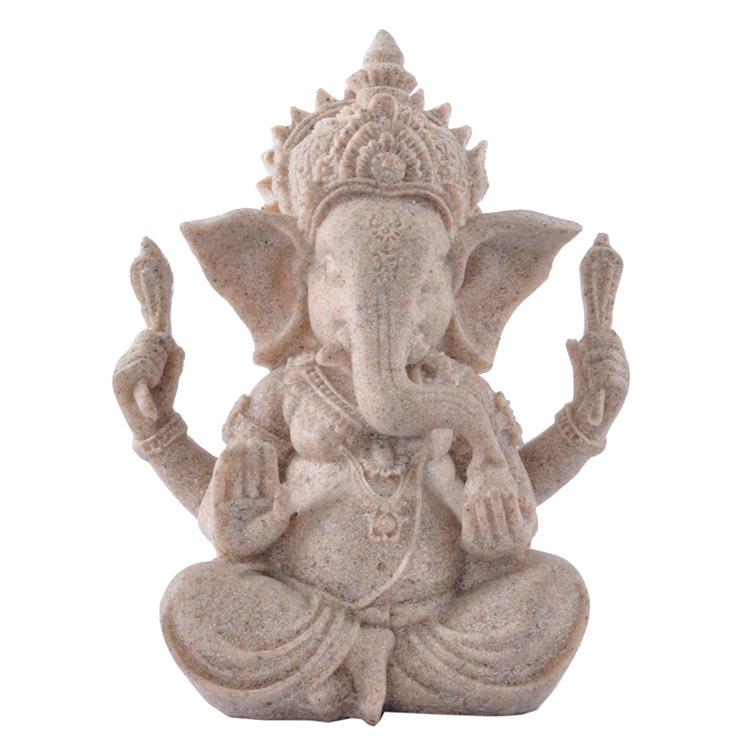 Mingze Kunstharz Sandstein Ganesh Ornament - Elefantengott Wohnkultur Geschenk