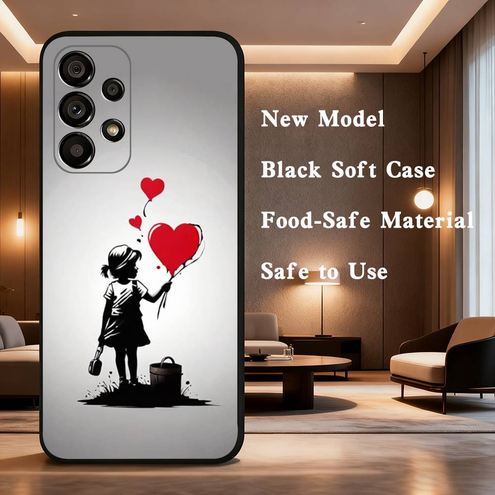 Graffiti B-Banksyes Artist  Phone For Samsung Galaxy A53,31,52,72,41,22,73,32,71,Note,J7,8,9,5G Soft Black Silicone Case