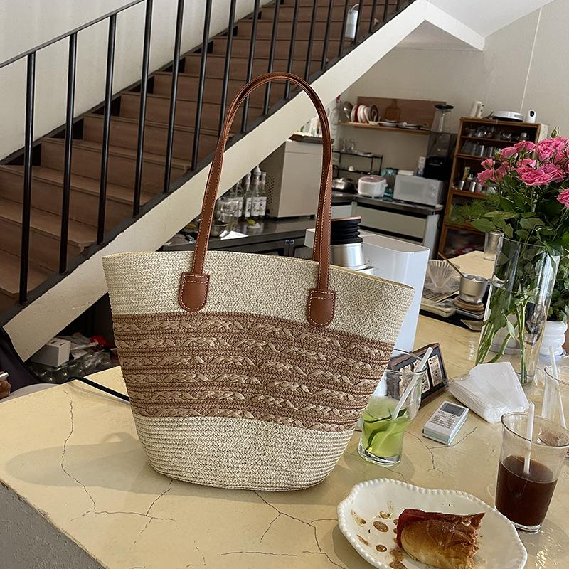 Neue Strand Küste Outdoor Urlaub Große Kapazität Umhängetasche Gewebte Tasche Breiter Schultergurt