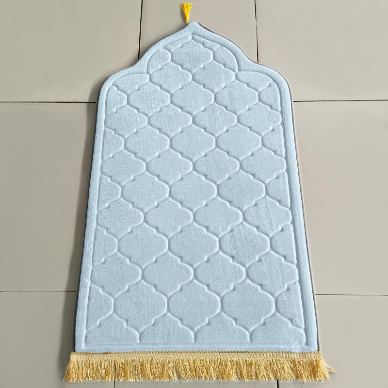 Soft Worship Kneel Travel Prayer Rug Non-slip Prayer Mat Flannel Carpet for Muslim Ramadan Embossing Floor Carpets Portable