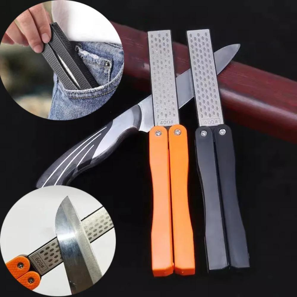 Portable Double Side Grindstone Professional Kitchen Sharpener Outdoor For Pocket Folding Knife Sharpening Stone Non-slip Handle