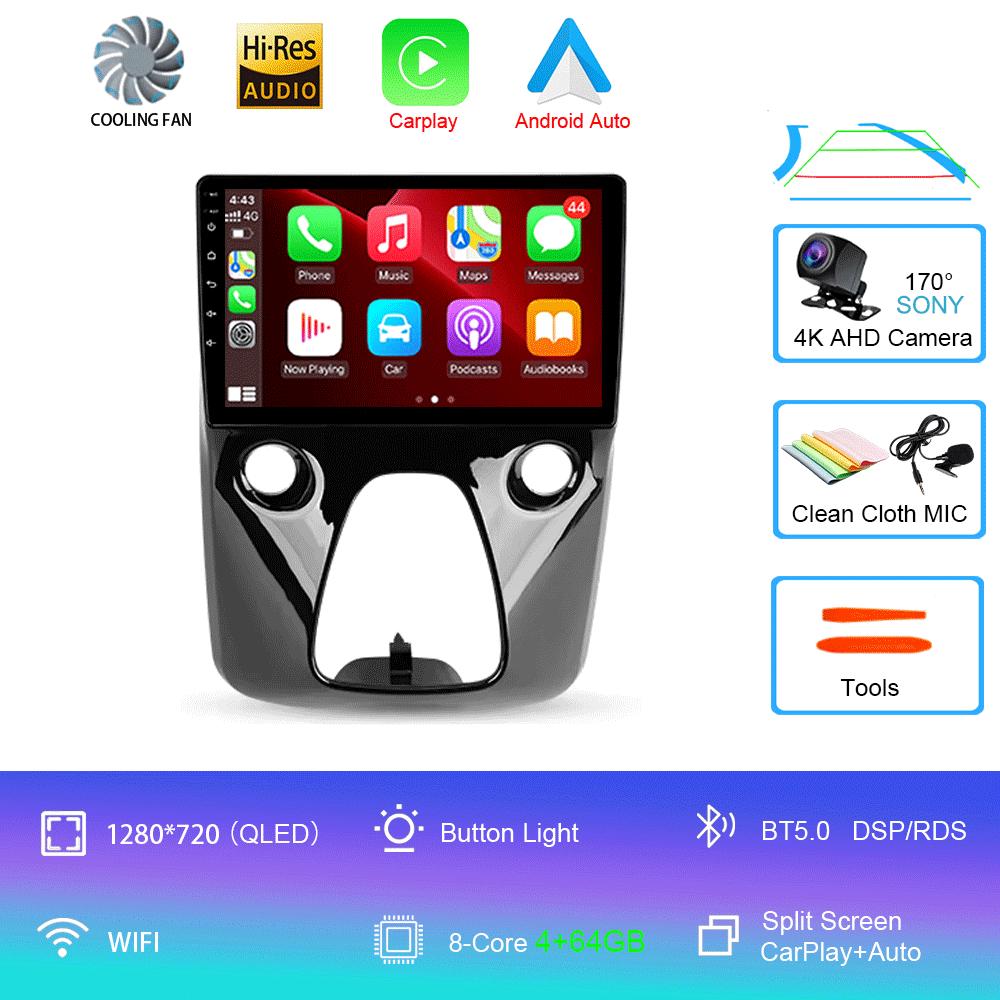 Car Radio Android 14 For Toyota Aygo Peugeot 108 Citroen C1 2016 - 2020 Auto Multimedia Player Stereo 4G WIFI Carplay 360 Camera