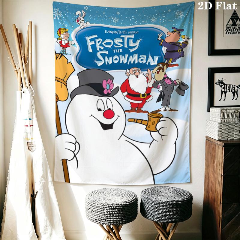 Frosty the Snowman Wall Tapestry Aesthetic Wall Hanging Printed Fabric Blanket Decorative Tapestries for Bedroom Living Room Home Decor