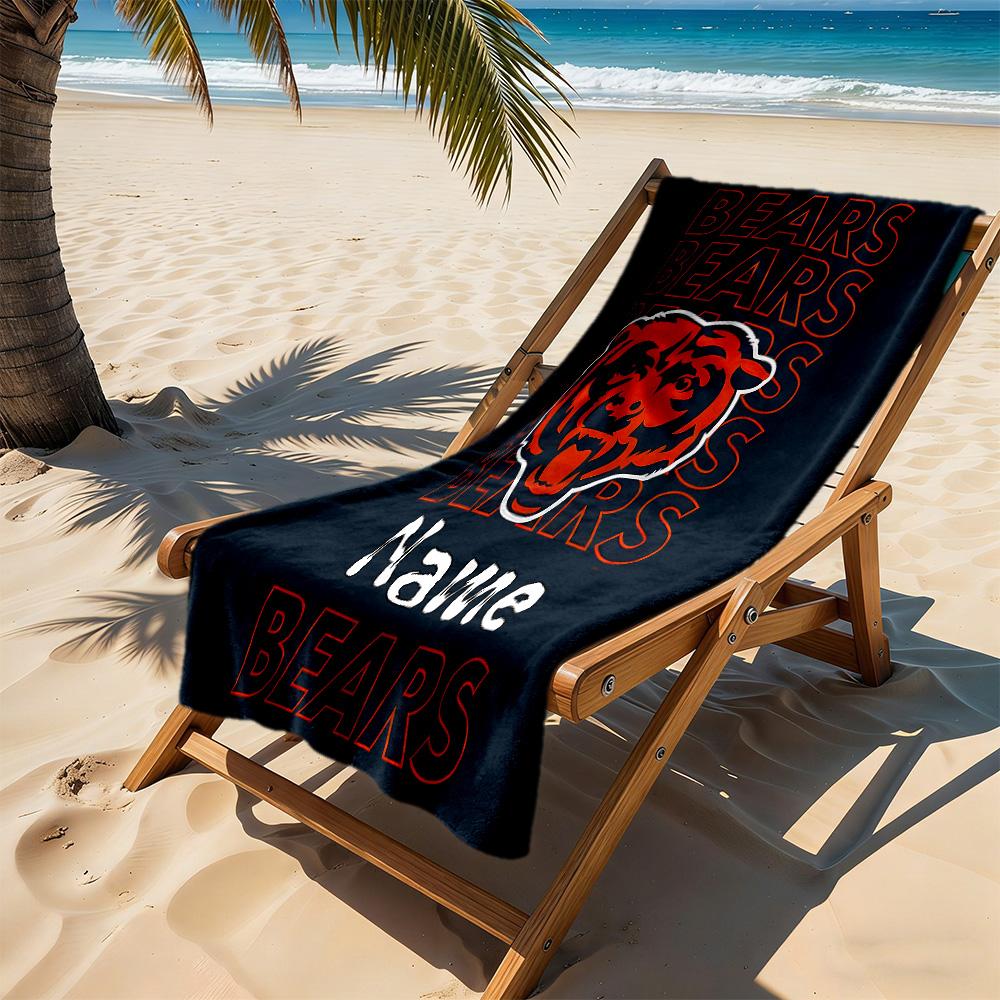 Bears Team Spirit Customized Name Beach Towel High Absorbency & Quick-Dry