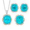 Neues Schmuckset Halskette Ring Ohrring Lotusförmig Pala Blau Hell Mode Luxus Damen