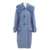 MIUMIU [Good condition/Domestic Regular] MS1417 1PTP with Fur Collar, Flower Buttons, Mohair Blend Coat 42 blueUsed