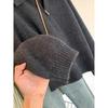 Dark Gray Lapel Half Zipper Sweater Knitted Sweater Women's Autumn and Winter New Lapel Small Sweater Top