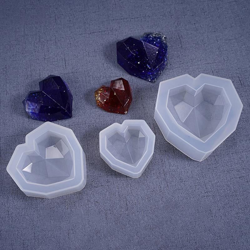 1Pcs 3D Love Heart Design Silicone Cake Mold Diamond Soap Moulds Decorating Tool